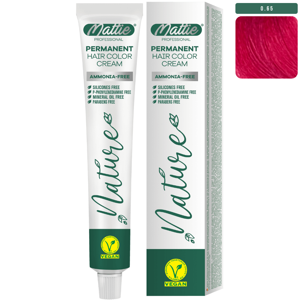 Mattie Professional Nature (0.65) Special Pink - Crème de Coloration Permanente Vegan Et Sans Ammoniaque 60ml