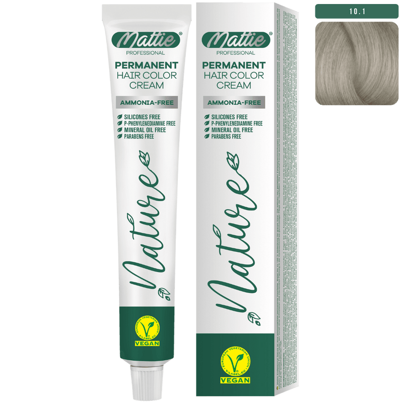 Mattie Professional Nature (10.1) Ash Platinum - Vegan Permanent Color Cream 60ml