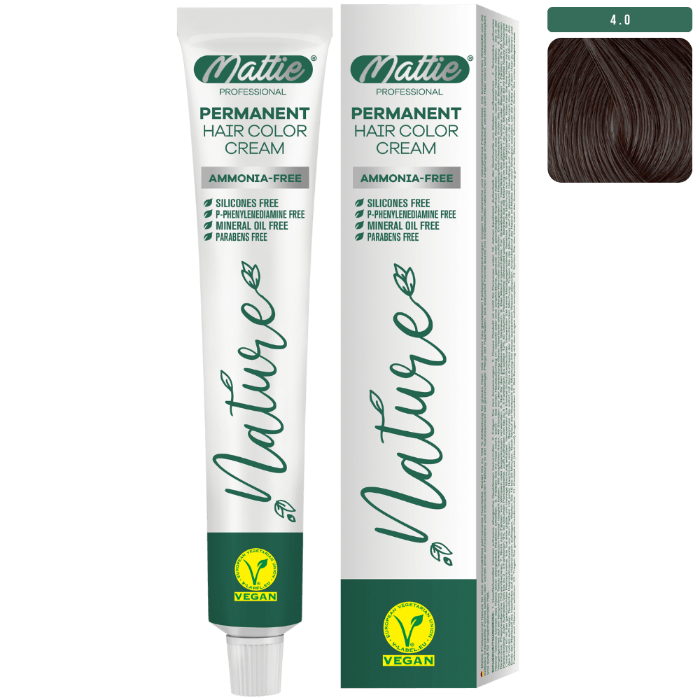 Mattie Professional Nature (4.0) Intense Brown - Vegan Permanent Color Cream 60ml