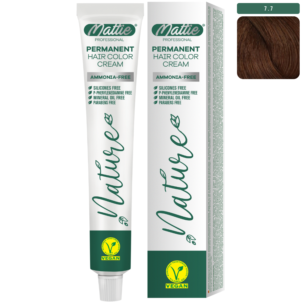 Mattie Professional Nature (7.7) Brun Chocolat Clair - Crème De Coloration Permanente Végane 60ml