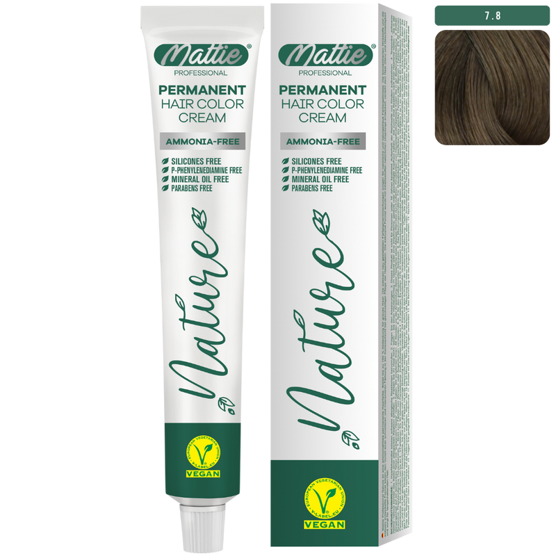 Mattie Professional Nature (7.8) Blonde Sand Beige - Crème de Coloration Permanente Vegan Et Sans Ammoniaque 60ml